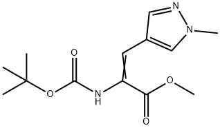 2-Propenoic acid, 2-[[(1,1-dimethylethoxy)carbonyl]amino]-3-(1-methyl-1H-pyrazol-4-yl)-, methyl ester Struktur