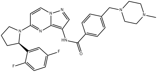 N-[5-[(2R)-2-(2,5-Difluorophenyl)-1-pyrrolidinyl]pyrazolo[1,5-a]pyrimidin-3-yl]-4-[(4-methyl-1-piperazinyl)methyl]benzamide Struktur