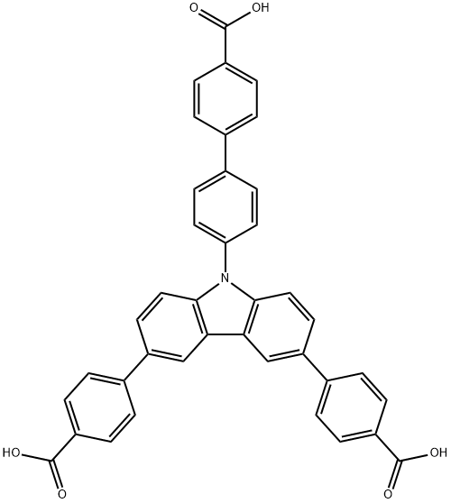 [1,1'-Biphenyl]-4-carboxylic acid, 4'-[3,6-bis(4-carboxyphenyl)-9H-carbazol-9-yl]- Struktur