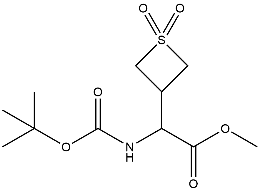 methyl 2-(tert-butoxycarbonylamino)-2-(1,1-dioxothietan-3-yl)acetate Struktur