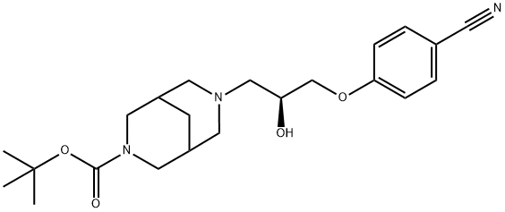 3,7-diazabicyclo(3.3.1)nonane-3-carboxylic acid, 7-((2S)3-(4-cyanophenoxy)-2-hydroxypropyl)-1,1-dimethylethyl ester Struktur