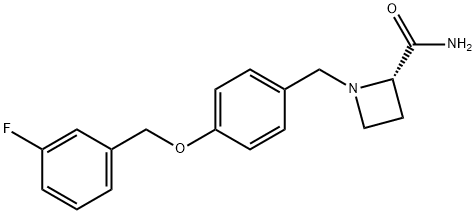 2-Azetidinecarboxamide, 1-[[4-[(3-fluorophenyl)methoxy]phenyl]methyl]-, (2S)- Struktur