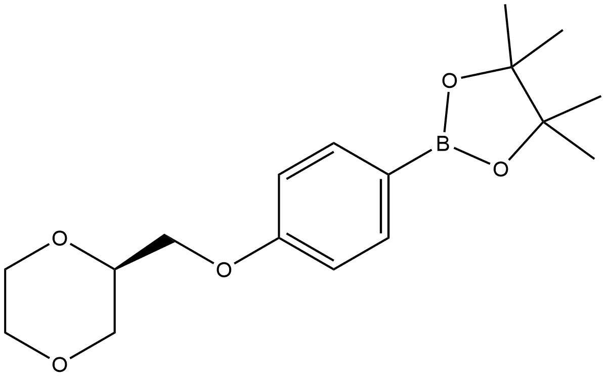 (R)-2-(4-((1,4-dioxan-2-yl)methoxy)phenyl)-4,4,5,5-tetramethyl-1,3,2-dioxaborolane Struktur