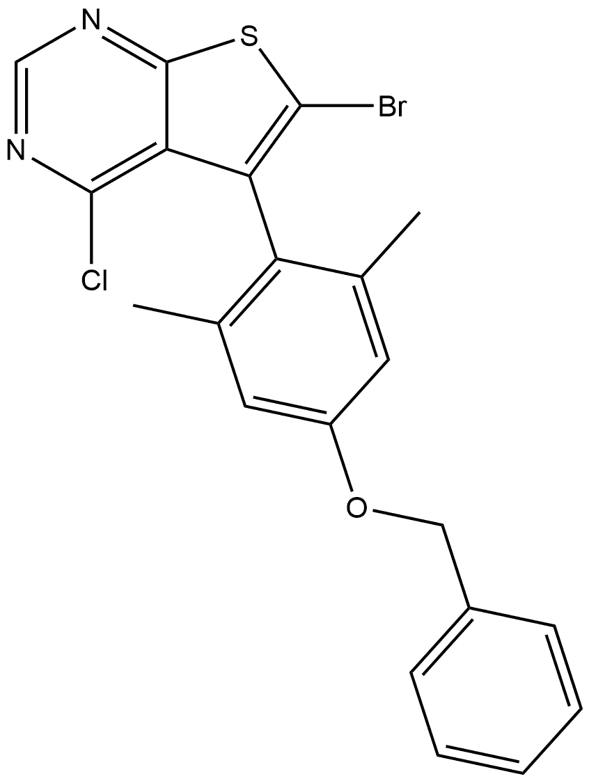 5-(4-(benzyloxy)-2,6-dimethylphenyl)-6-bromo-4-chlorothieno[2,3-d]pyrimidine Struktur