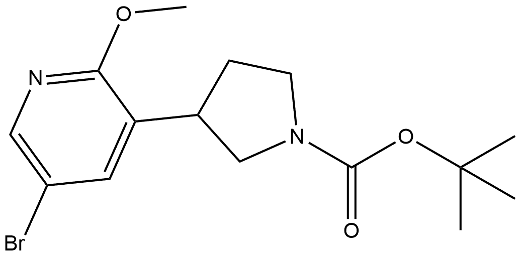 1,1-Dimethylethyl 3-(5-bromo-2-methoxy-3-pyridinyl)-1-pyrrolidinecarboxylate Struktur