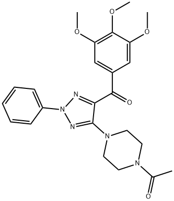 Ethanone, 1-[4-[2-phenyl-5-(3,4,5-trimethoxybenzoyl)-2H-1,2,3-triazol-4-yl]-1-piperazinyl]- Struktur