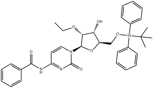 Cytidine, N-?benzoyl-?5'-?O-?[(1,?1-?dimethylethyl)?diphenylsilyl]?-?2'-?O-?ethyl- Struktur