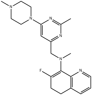 8-Quinolinamine, 7-fluoro-5,6-dihydro-N-methyl-N-[[2-methyl-6-(4-methyl-1-piperazinyl)-4-pyrimidinyl]methyl]- Struktur