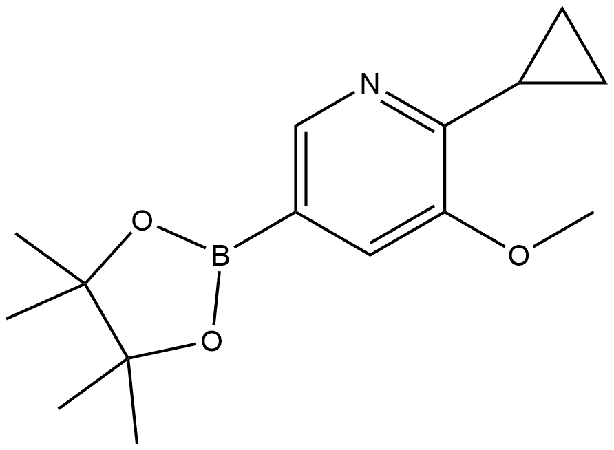 2-cyclopropyl-3-methoxy-5-(4,4,5,5-tetramethyl-1,3,2-dioxaborolan-2-yl)pyridine Struktur