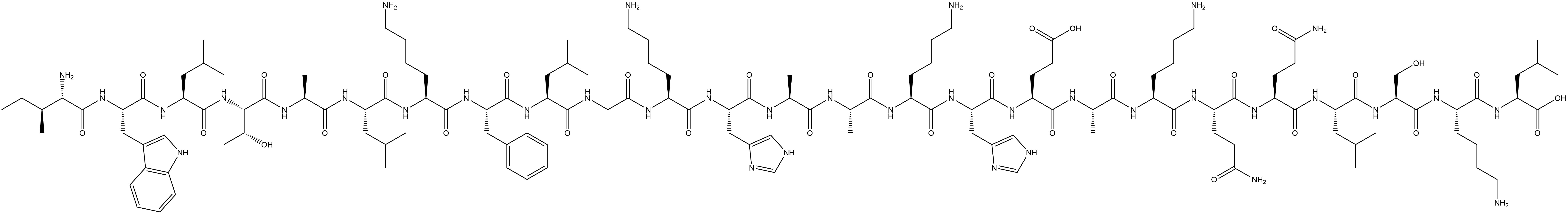 L-Leucine, L-isoleucyl-L-tryptophyl-L-leucyl-L-threonyl-L-alanyl-L-leucyl-L-lysyl-L-phenylalanyl-L-leucylglycyl-L-lysyl-L-histidyl-L-alanyl-L-alanyl-L-lysyl-L-histidyl-L-α-glutamyl-L-alanyl-L-lysyl-L-glutaminyl-L-glutaminyl-L-leucyl-L-seryl-L-lysyl- Struktur