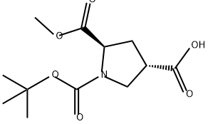 1,2,4-Pyrrolidinetricarboxylic acid, 1-(1,1-dimethylethyl) 2-methyl ester, (2R,4S)- Struktur