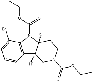 1H-Pyrido[4,3-b]indole-2,5-dicarboxylic acid, 6-bromo-3,4,4a,9b-tetrahydro-, 2,5-diethyl ester, (4aS,9bR)- Struktur