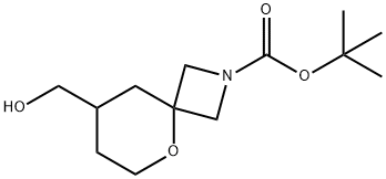 5-Oxa-2-azaspiro[3.5]nonane-2-carboxylic acid, 8-(hydroxymethyl)-, 1,1-dimethylethyl ester Struktur