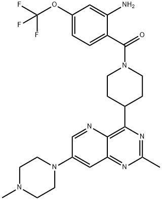 Methanone, [2-amino-4-(trifluoromethoxy)phenyl][4-[2-methyl-7-(4-methyl-1-piperazinyl)pyrido[3,2-d]pyrimidin-4-yl]-1-piperidinyl]- Struktur