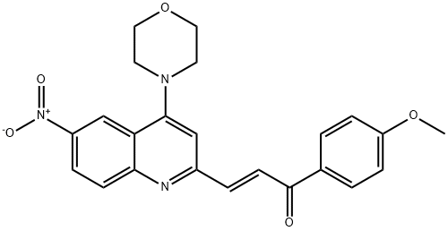 2-Propen-1-one, 1-(4-methoxyphenyl)-3-[4-(4-morpholinyl)-6-nitro-2-quinolinyl]-, (2E)- Struktur