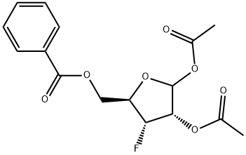 1,2-Di-O-acetyl-5-O-benzoyl-3-deoxy-3-fluoro-D-ribofuranose Struktur