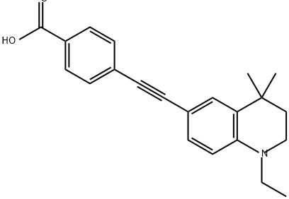 Benzoic acid, 4-[2-(1-ethyl-1,2,3,4-tetrahydro-4,4-dimethyl-6-quinolinyl)ethynyl]- Struktur