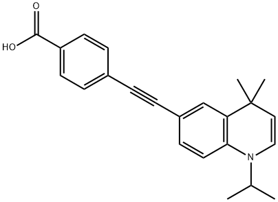 Benzoic acid, 4-[2-[1,4-dihydro-4,4-dimethyl-1-(1-methylethyl)-6-quinolinyl]ethynyl]- Struktur