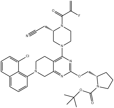 2-[[[7-(8-chloro-1-naphthalenyl)-4-[(3S)-3-(cyanomethyl)-4-(2-fluoro-1-oxo-2-propen-1-yl)-1-piperazinyl]-5,6,7,8- Struktur