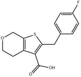 5H-Thieno[2,3-c]pyran-3-carboxylic acid, 2-[(4-fluorophenyl)methyl]-4,7-dihydro- Struktur