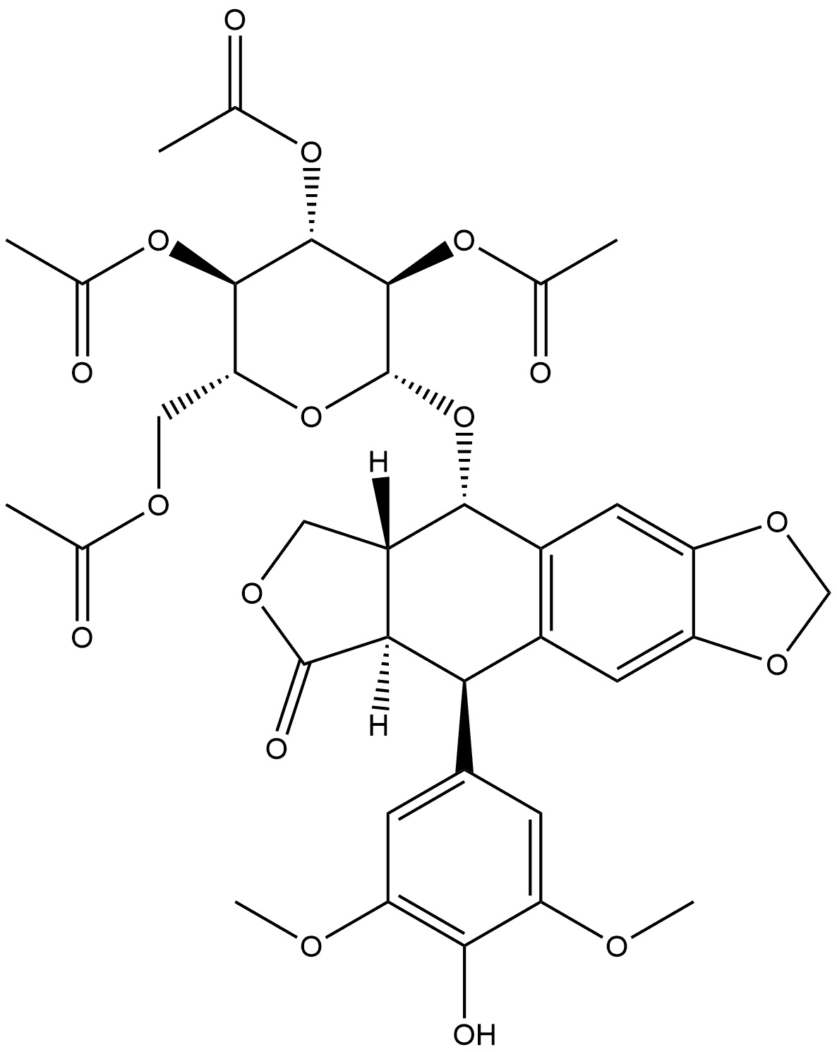 Furo[3',4':6,7]naphtho[2,3-d]-1,3-dioxol-6(5aH)-one, 5,8,8a,9-tetrahydro-5-(4-hydroxy-3,5-dimethoxyphenyl)-9-[(2,3,4,6-tetra-O-acetyl-β-D-glucopyranosyl)oxy]-, (5R,5aR,8aR,9S)-