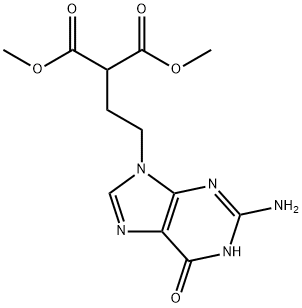 Propanedioic acid, 2-[2-(2-amino-1,6-dihydro-6-oxo-9H-purin-9-yl)ethyl]-, 1,3-dimethyl ester Struktur