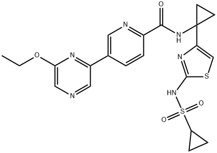 2-Pyridinecarboxamide, N-[1-[2-[(cyclopropylsulfonyl)amino]-4-thiazolyl]cyclopropyl]-5-(6-ethoxy-2-pyrazinyl)- Struktur