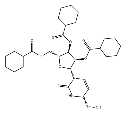 Uridine, 4-oxime, 2',3',5'-tricyclohexanecarboxylate Struktur