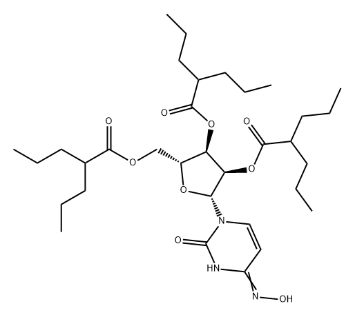 Uridine, 4-oxime, 2',3',5'-tris(2-propylpentanoate) Struktur