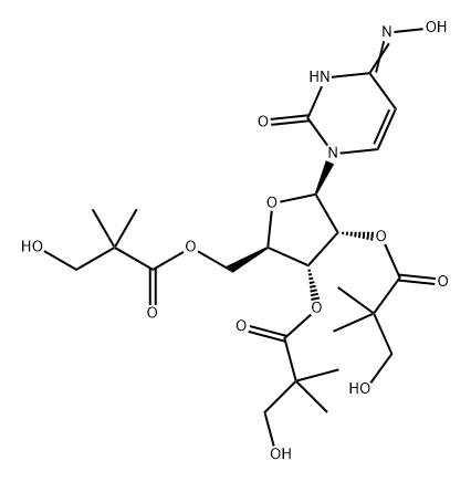 Uridine, 4-oxime, 2',3',5'-tris(3-hydroxy-2,2-dimethylpropanoate) Struktur