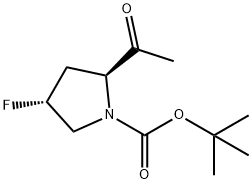 1-Pyrrolidinecarboxylic acid, 2-acetyl-4-fluoro-, 1,1-dimethylethyl ester, (2S,4R)- Struktur