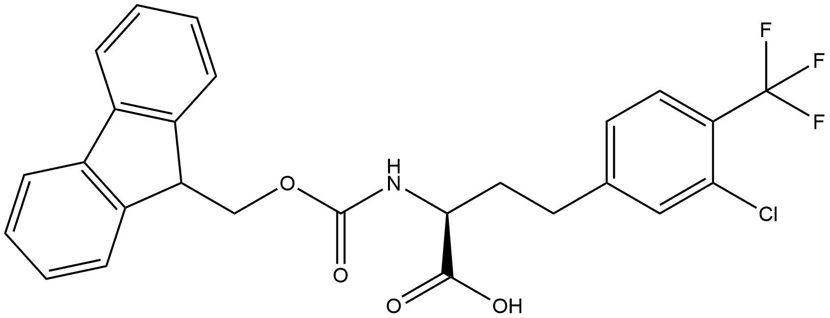 Benzenebutanoic acid, 3-chloro-α-[[(9H-fluoren-9-ylmethoxy)carbonyl]amino]-4-(trifluoromethyl)-, (αS)- Struktur