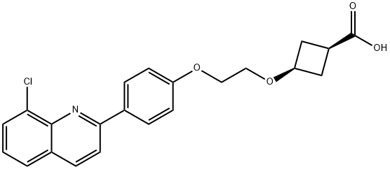 Cyclobutanecarboxylic acid, 3-[2-[4-(8-chloro-2-quinolinyl)phenoxy]ethoxy]-, cis- Struktur