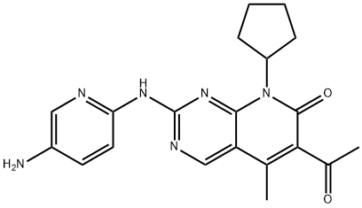 Pyrido[2,3-d]pyrimidin-7(8H)-one, 6-acetyl-2-[(5-amino-2-pyridinyl)amino]-8-cyclopentyl-5-methyl- Struktur