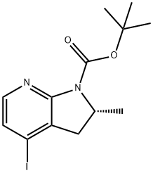 (2R)-4-Iodo-2-methyl-2,3-dihydro-1H-pyrrolo[2,3-b]pyridine, N-BOC protected Struktur