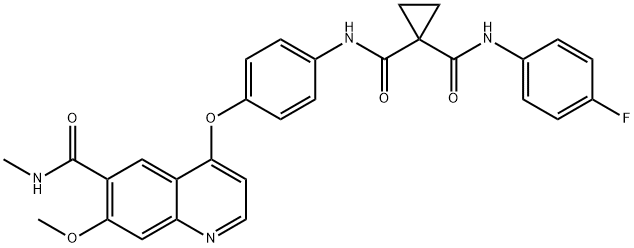 1,1-Cyclopropanedicarboxamide, N-(4-fluorophenyl)-N'-[4-[[7-methoxy-6-[(methylamino)carbonyl]-4-quinolinyl]oxy]phenyl]- Struktur