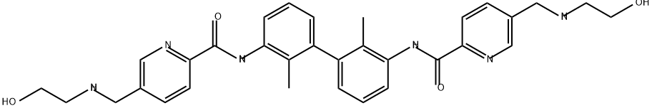 2-Pyridinecarboxamide, N,N'-(2,2'-dimethyl[1,1'-biphenyl]-3,3'-diyl)bis[5-[[(2-hydroxyethyl)amino]methyl]- Struktur