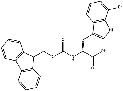 D-Tryptophan, 7-bromo-N-[(9H-fluoren-9-ylmethoxy)carbonyl]- Struktur