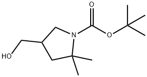 tert-butyl 4-(hydroxymethyl)-2,2-dimethylpyrrolidine-1-carb oxylate Struktur