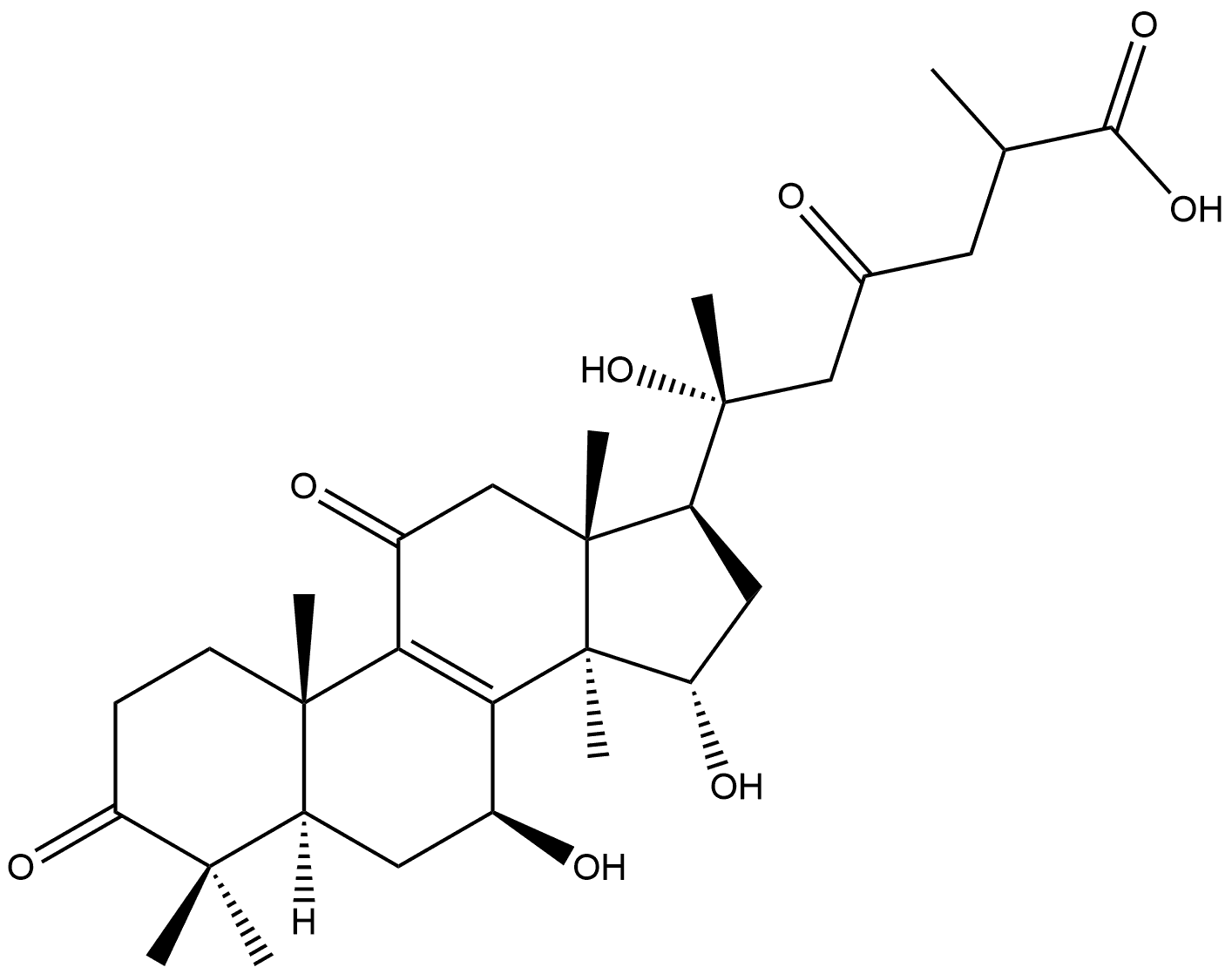 Lanost-8-en-26-oic acid, 7,15,20-trihydroxy-3,11,23-trioxo-, (7β,15α,20R)- Struktur