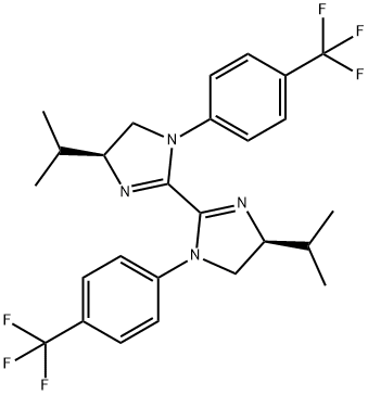 2,2'-Bi-1H-imidazole, 4,4',5,5'-tetrahydro-4,4'-bis(1-methylethyl)-1,1'-bis[4-(trifluoromethyl)phenyl]-, (4S,4'S)- Struktur