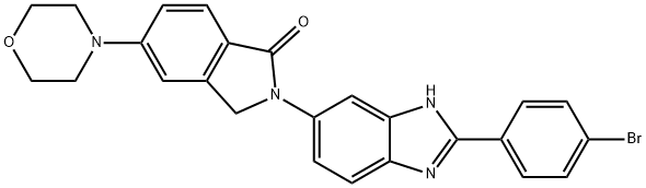 2-[2-(4-Bromophenyl)-1H-benzimidazol-6-yl]-2,3-dihydro-5-(4-morpholinyl)-1H-isoindol-1-one Struktur