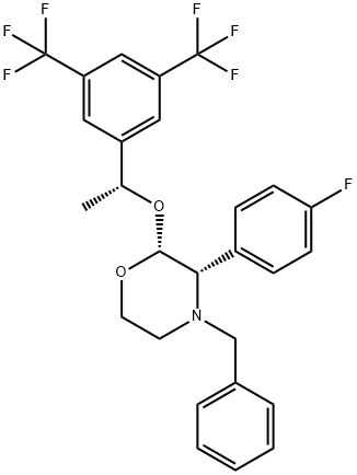 Morpholine, 2-[(1R)-1-[3,5-bis(trifluoromethyl)phenyl]ethoxy]-3-(4-fluorophenyl)-4-(phenylmethyl)-, (2R,3S)- Struktur