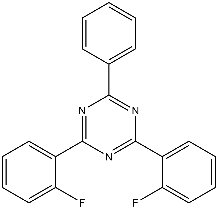 2,4-Bis(2-fluorophenyl)-6-phenyl-1,3,5-triazine Struktur