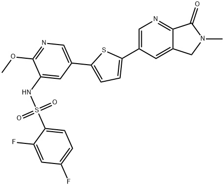 2,4-Difluoro-N-[2-methoxy-5-[5-(6-methyl-7-oxo-5H-pyrrolo[3,4-b]pyridin-3-yl)thiophen-2-yl]pyridin-3-yl]benzenesulfonamide Struktur