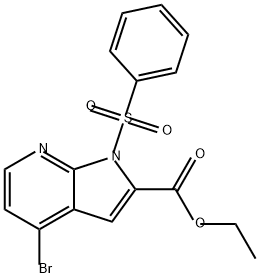 1H-Pyrrolo[2,3-b]pyridine-2-carboxylic acid, 4-bromo-1-(phenylsulfonyl)-, ethyl ester Struktur