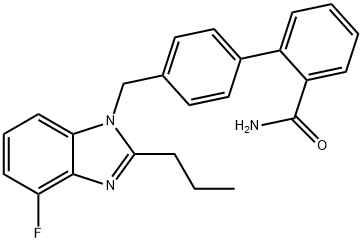 [1,1'-Biphenyl]-2-carboxamide, 4'-[(4-fluoro-2-propyl-1H-benzimidazol-1-yl)methyl]- Struktur