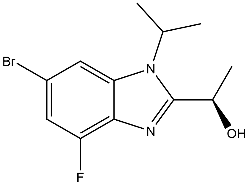 1H-Benzimidazole-2-methanol, 6-bromo-4-fluoro-α-methyl-1-(1-methylethyl)-, (αR)- Struktur