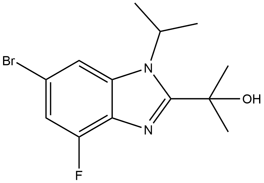 1H-Benzimidazole-2-methanol, 6-bromo-4-fluoro-α,α-dimethyl-1-(1-methylethyl)- Struktur