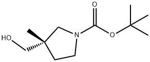 1-Pyrrolidinecarboxylic acid, 3-(hydroxymethyl)-3-methyl-, 1,1-dimethylethyl ester, (3S)- Struktur